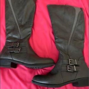 Charcoal grey knee high boots